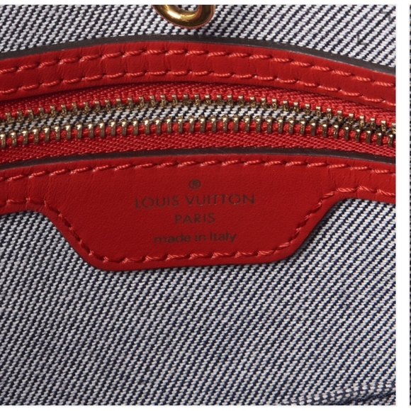 ❗️SOLD❗️2×🎉HP🎉Louis Vuitton Denim Damier Monogram Blue Rouge Onthego GM - Picture 2 of 16